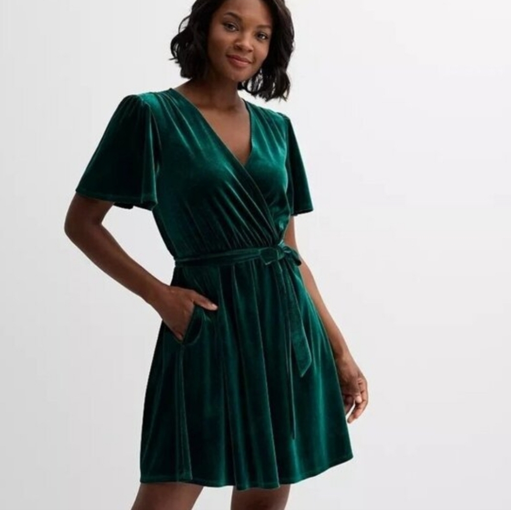 Draper James Green Velvet Wrap Dress XL